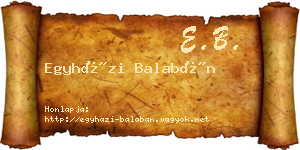 Egyházi Balabán névjegykártya